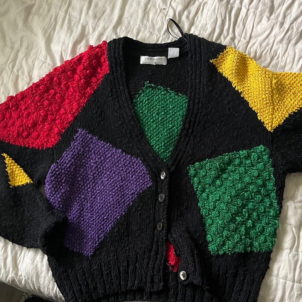 Liz Claiborne vintage geometric cardigan Cotton/Linen